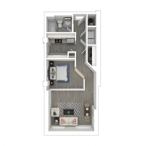 Floor plan for studio, 1 bath, 675 sqft